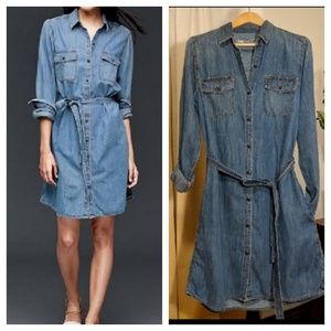 GAP 1969 Med Indigo Tencel Belted Shirtdress